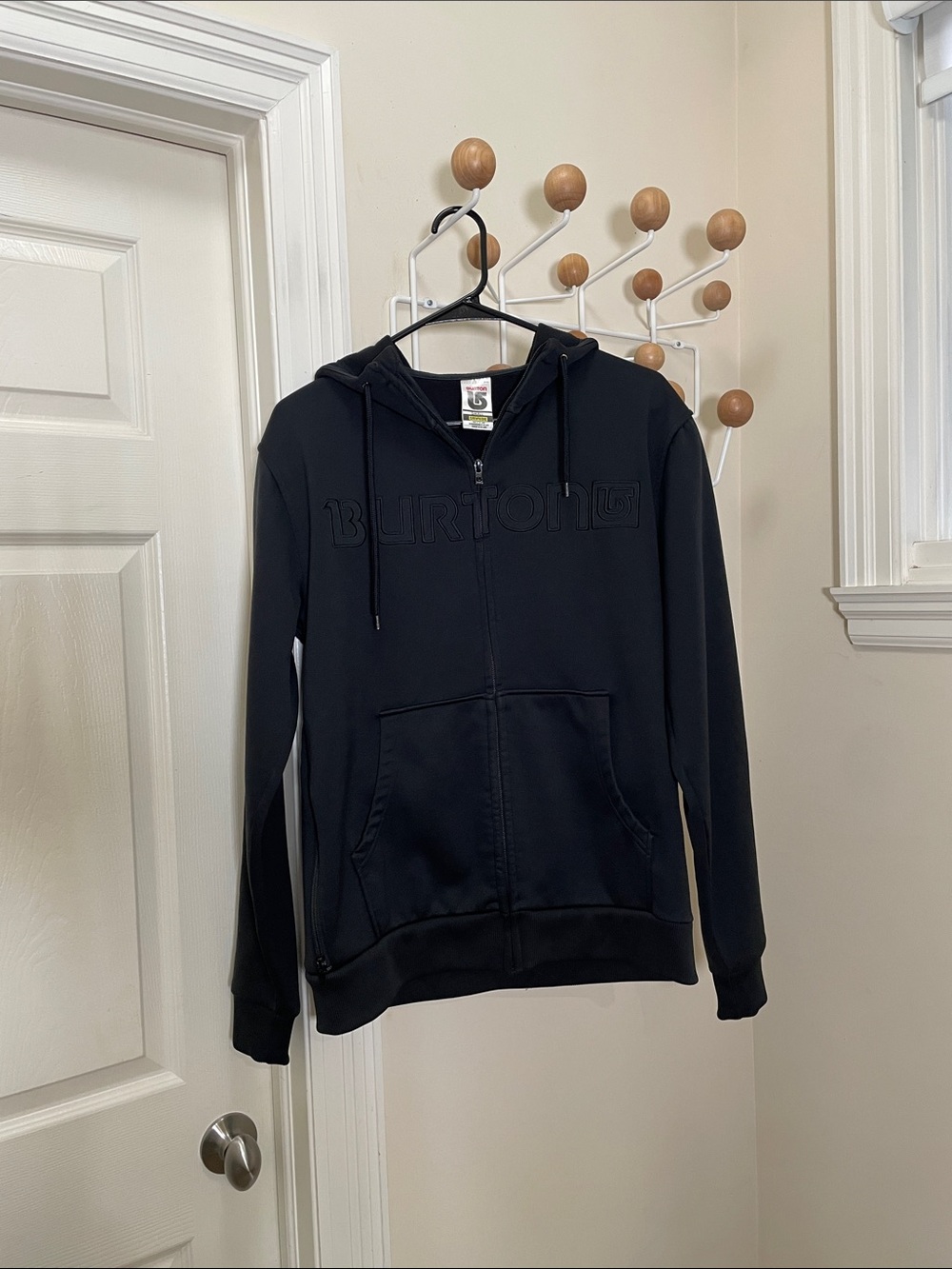 Burton Full-Zip Hoodie with Embossed Chest Logo Black  S